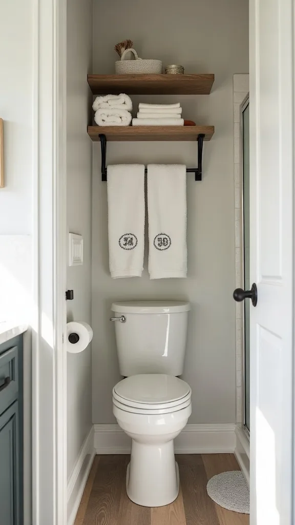 Where should towels go in a family bathroom so they don’t end up on the floor?