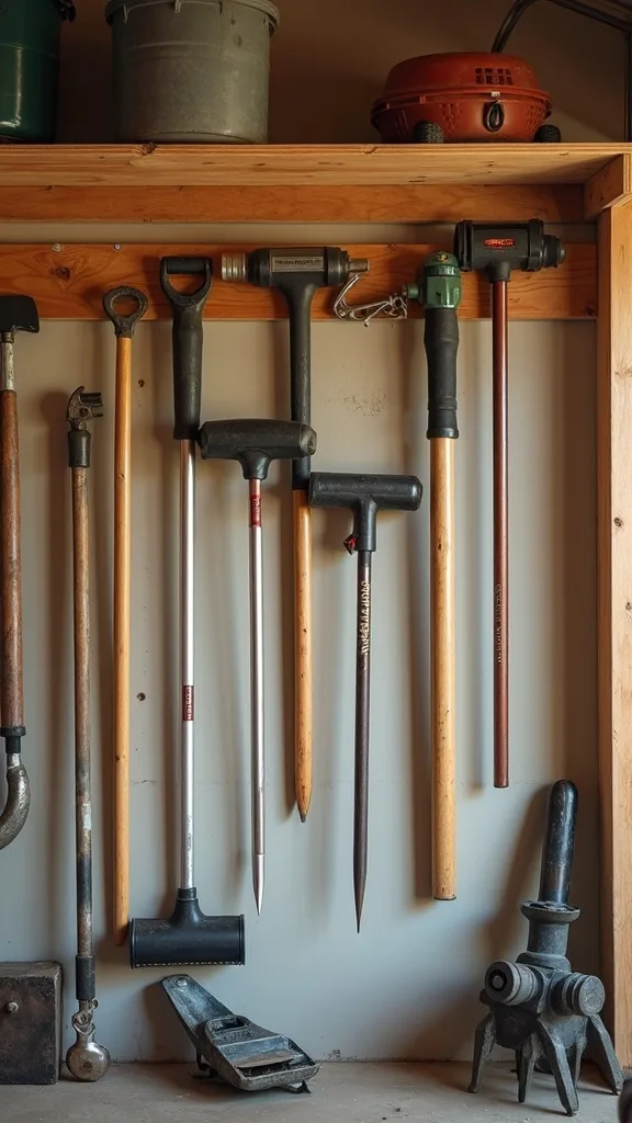 Hang Long-Handled Tools Vertically to Free a Full Square Yard