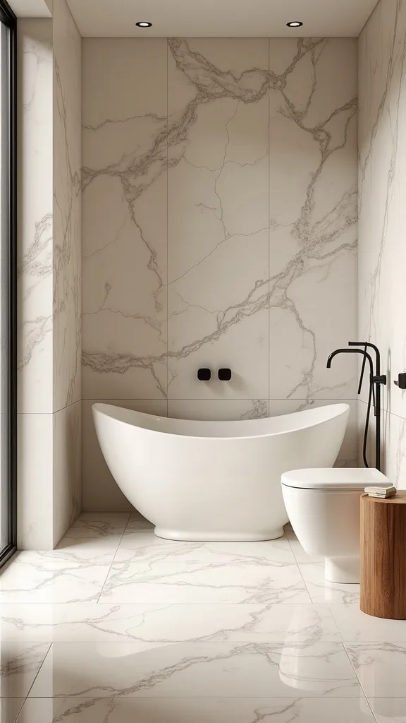 How do you pair tile color with wood tones for fall warmth?