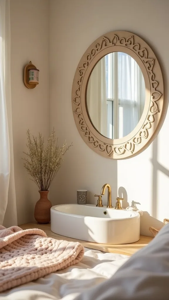 How do you use mirrors to make a bedroom feel bigger and cozier?