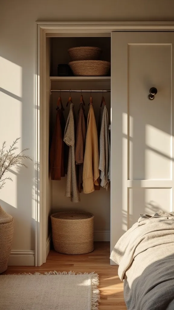 How do you hide an ugly closet area in a bedroom makeover?