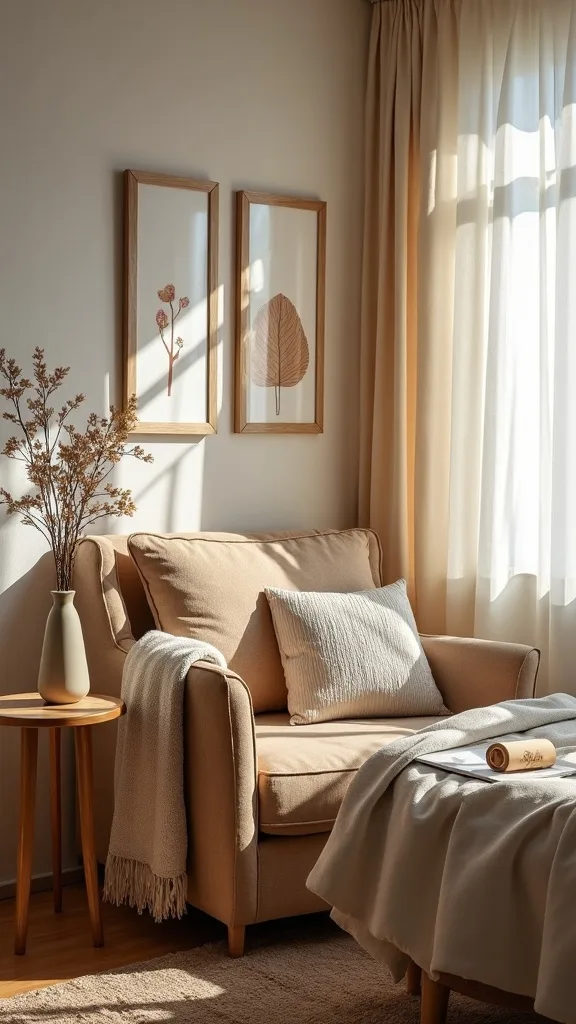 How can you create a cozy reading corner in a bedroom without buying a chair?