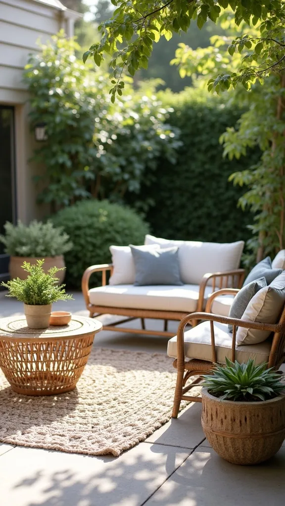 What small decor detail makes a patio look ‘finished’ for the season?