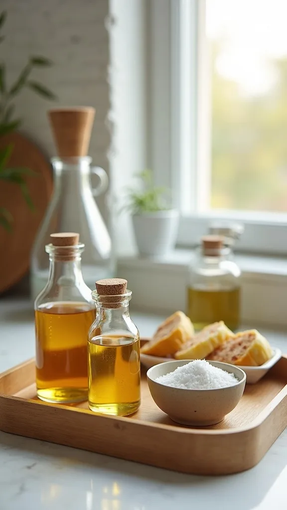 Use a Tray to Contain Oils, Salt, and Your “Always” Ingredients