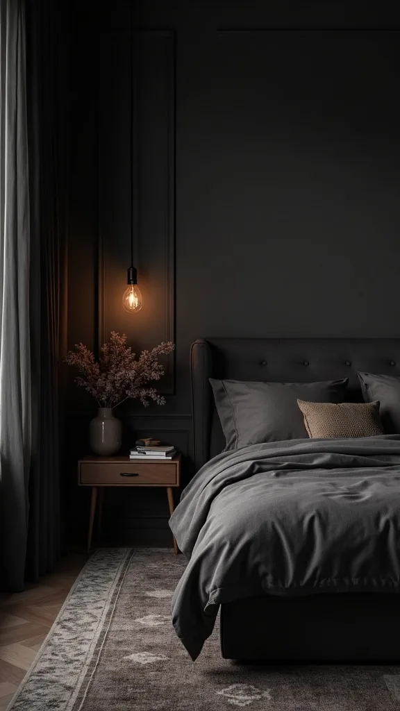 What should you avoid when creating a cozy dark bedroom?