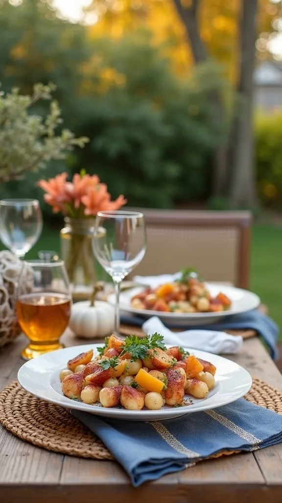 What are easy patio fall decor swaps that won’t clutter the dining area?