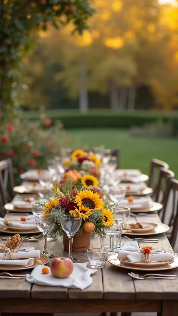 What should I avoid when decorating an outdoor table for early fall?