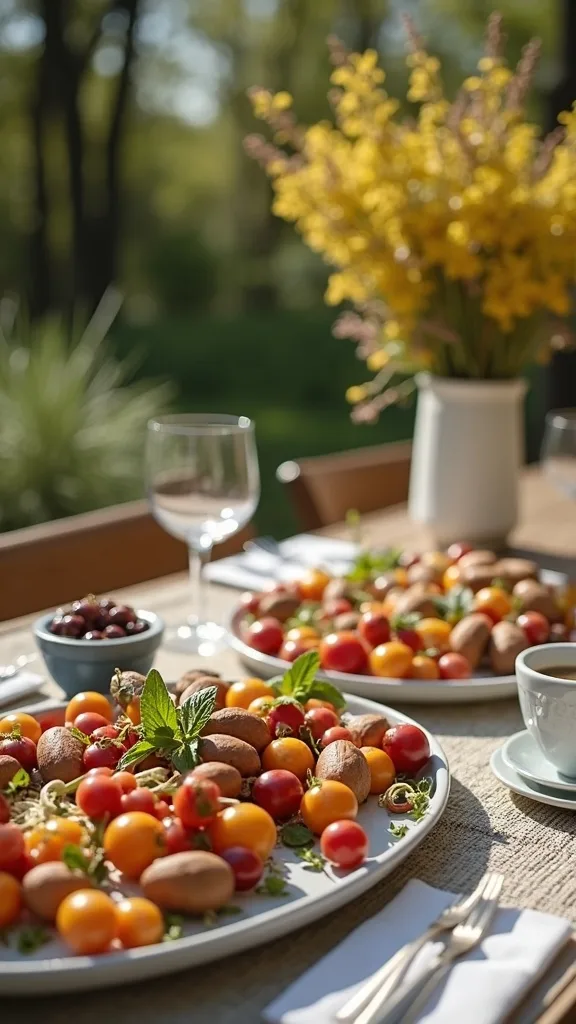 How do I set a buffet-style Labor Day outdoor line that flows?