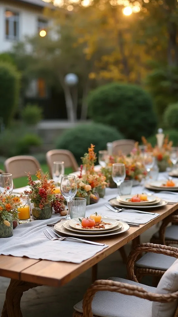 How do I create a transitional outdoor space from summer to fall?