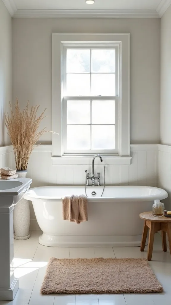 Make the bath mat feel “designer” with placement and scale