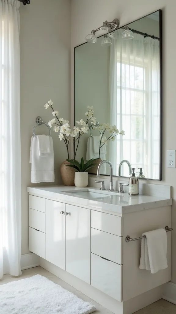 Polish chrome and glass for contrast (the “jewelry” of the bathroom)