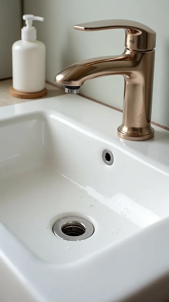 Make the sink sparkle by cleaning the overflow hole and faucet base