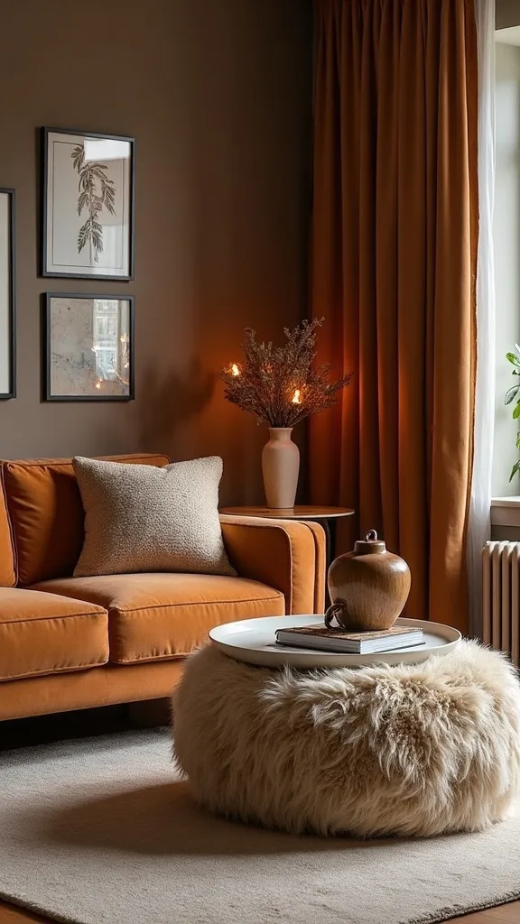 Start with the “hero quartet”: cognac velvet, chunky wool, sheepskin, and Edison glow