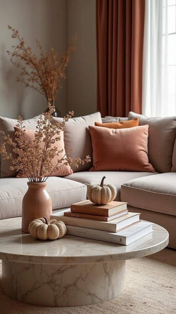 How can you use books and baskets to add texture and keep clutter contained?