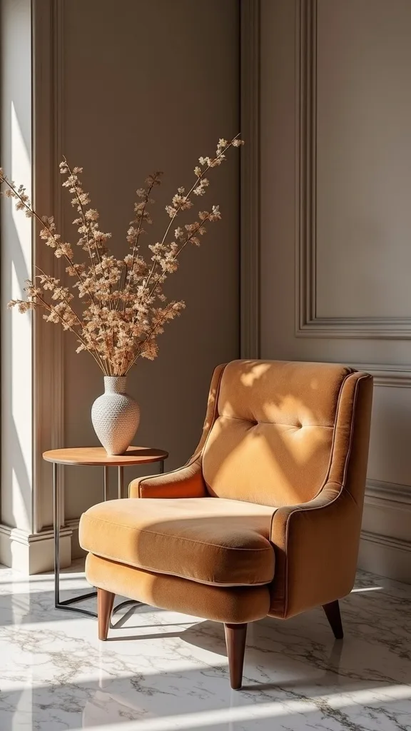 How do you style an accent chair to echo the sofa without matching exactly?