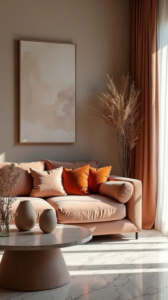 How do you mix cozy living room textures without making the room feel cluttered?