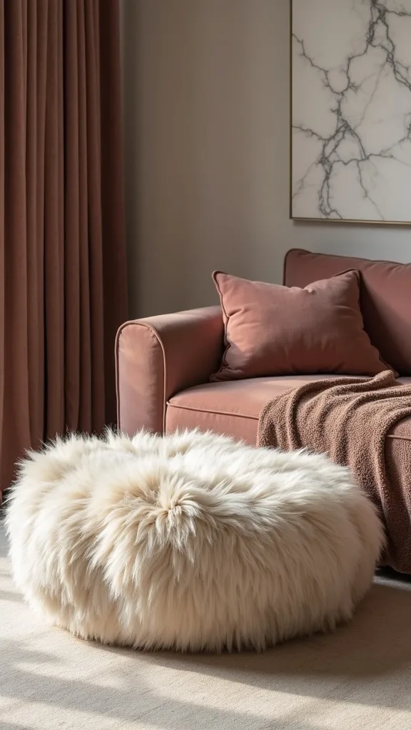 What’s the best way to style a sheepskin footstool without it looking messy?