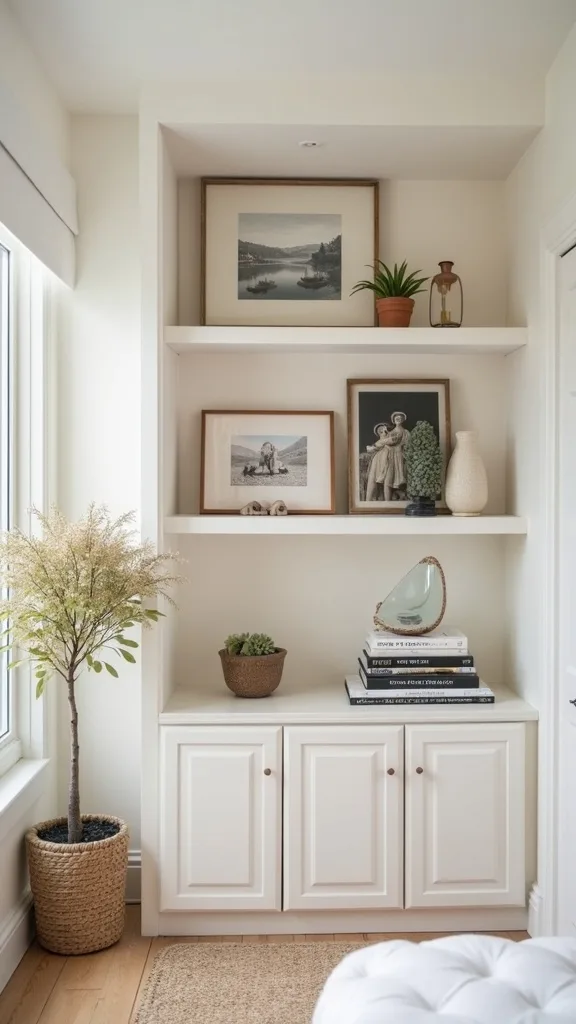 How do I style shelves with thrifted pieces without it feeling like a yard sale?