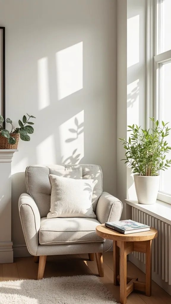How do I create a cozy reading corner with thrifted pieces?