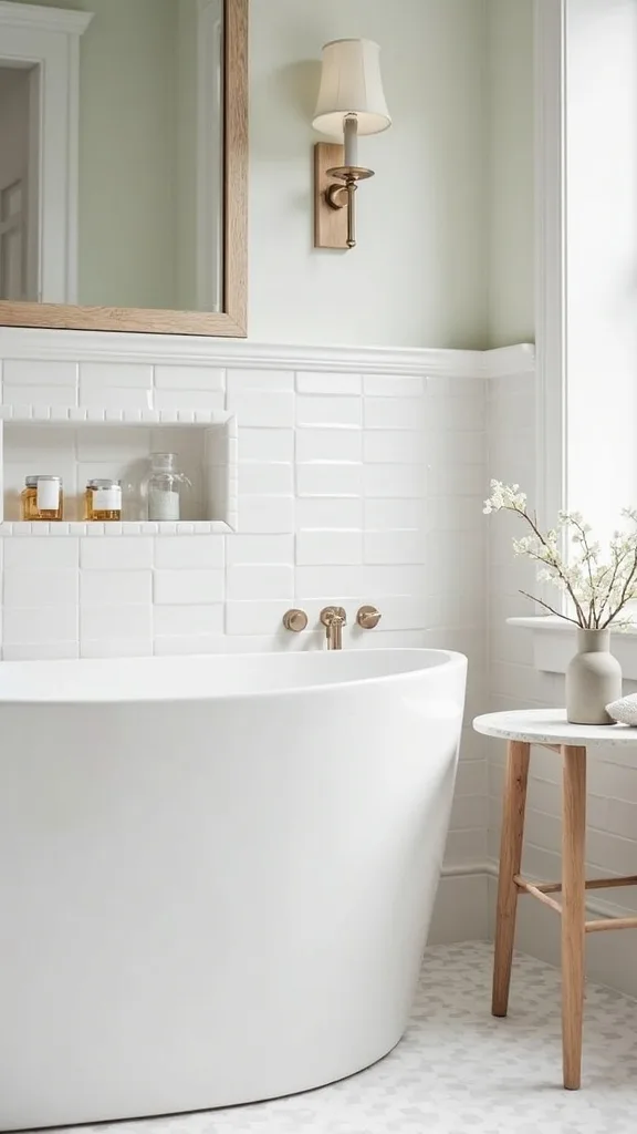 How can you do a modern bathroom tile wainscot without full tile installation?