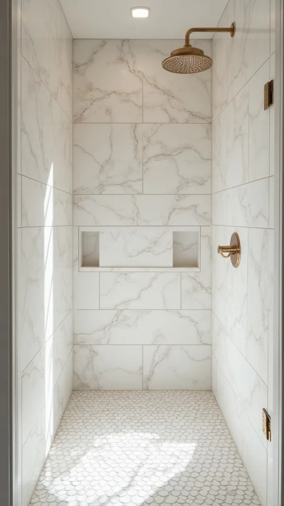What bathroom tile layout makes a small shower feel bigger on a budget?