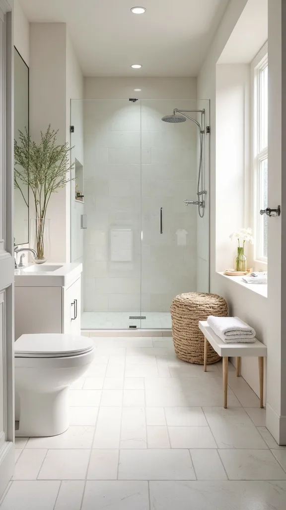 How do you plan a tile “rug” on the bathroom floor without redoing everything?