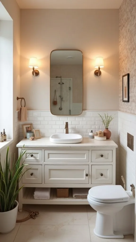 How can I add a second light source in a small bathroom without rewiring?