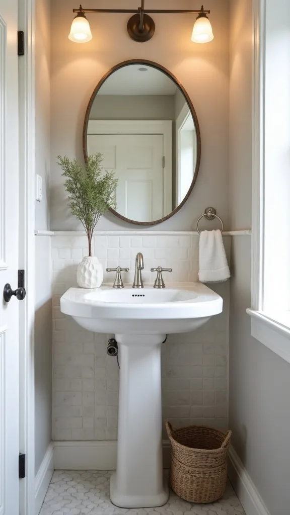 How do I hide ugly plumbing under a pedestal sink on a budget?