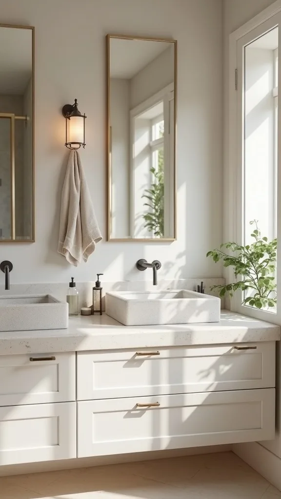 How do I style a small bathroom counter so it looks expensive, not cluttered?