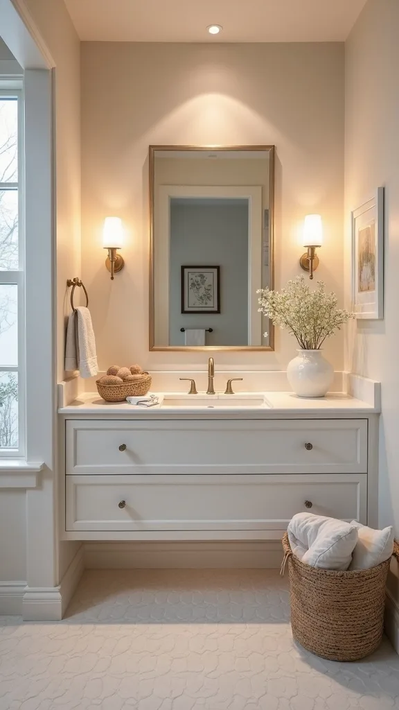 What inexpensive lighting change makes the biggest difference in a small bathroom?