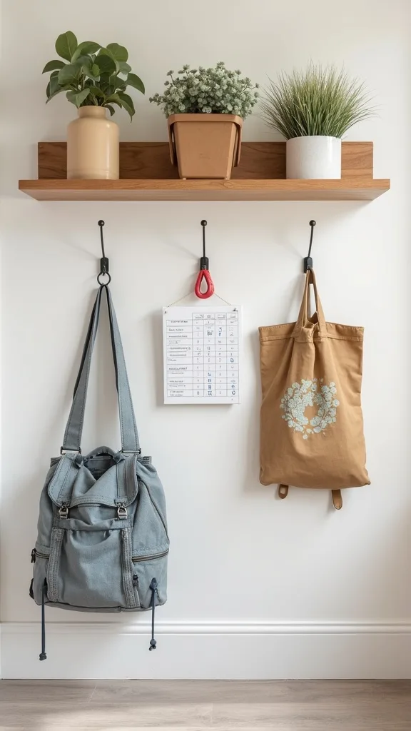 The “Everything Has a Number” Wall: Hooks + Cubby Bins + Charging Shelf + Schedule Board