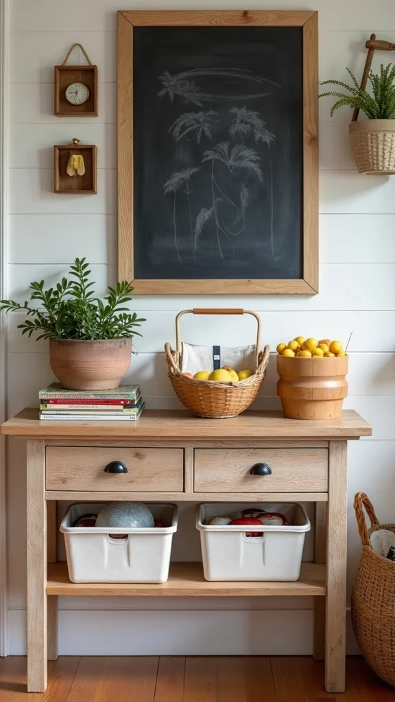 The “One Counter, One Job” Station (Bins + Bento Tower + Chalkboard)