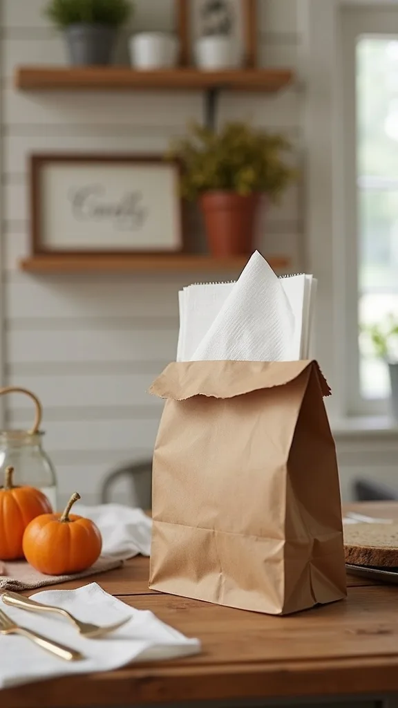 A Paper Bag + Napkin Dispenser Setup (Old-School, So Easy)