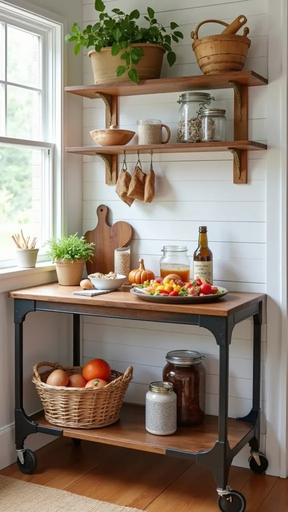 A Slim Rolling Cart as a Lunch Prep Station (Small Kitchens Win)