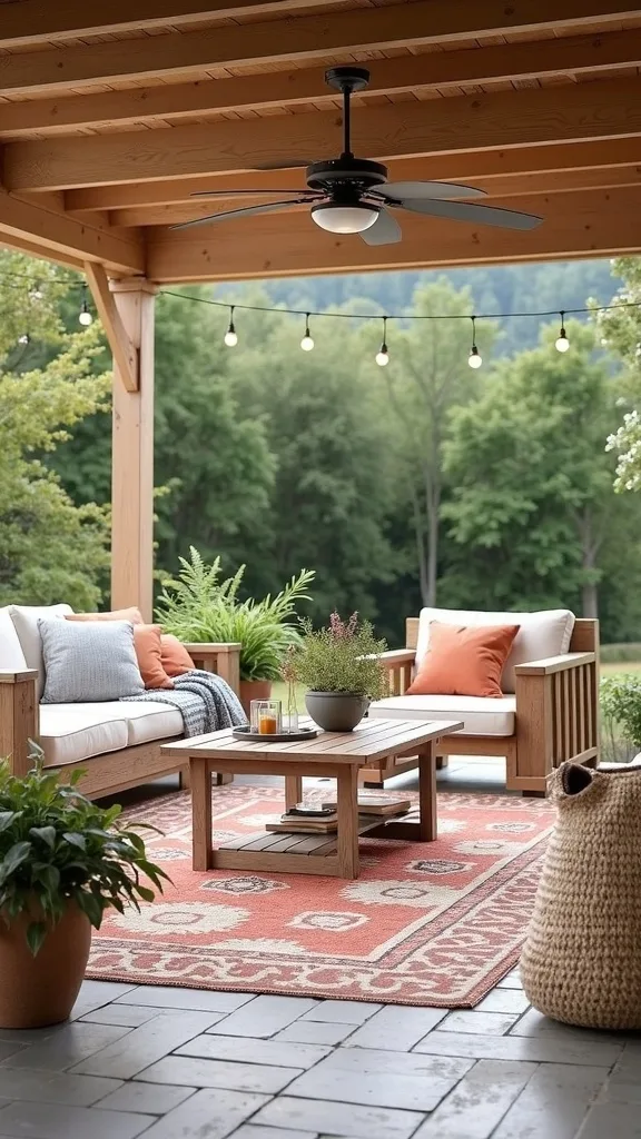 Which Outdoor Rug Size Makes a Covered Patio Look Bigger?