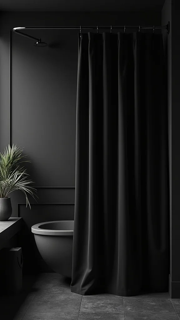 What’s a cheap way to upgrade the shower curtain for a dark, dramatic look?