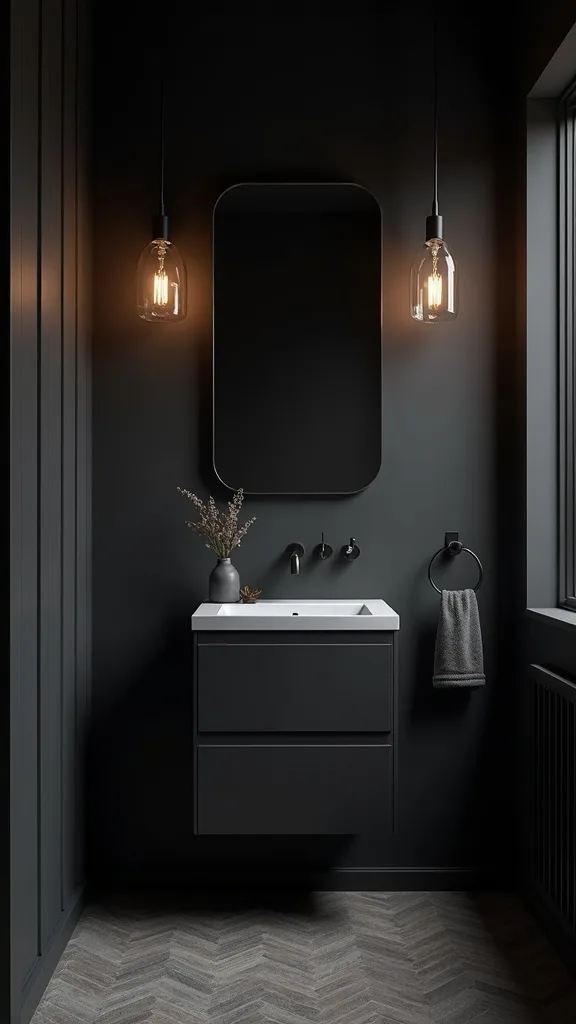 How can I make a moody bathroom in a rental (no drilling, no paint)?