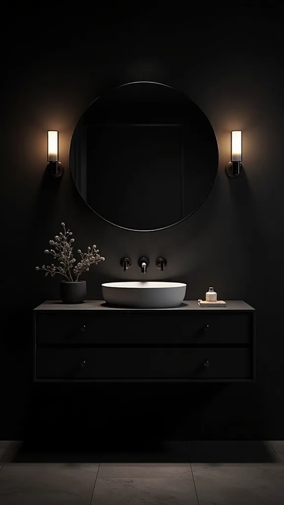 What lighting makes a dark bathroom feel cozy instead of gloomy?
