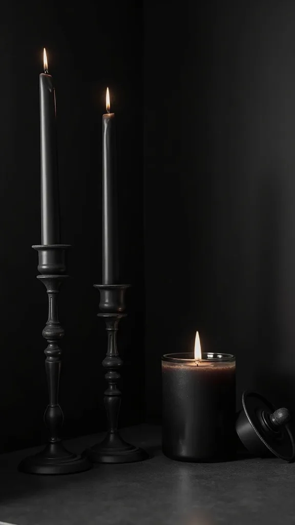 How do you style black candles in a bathroom safely?