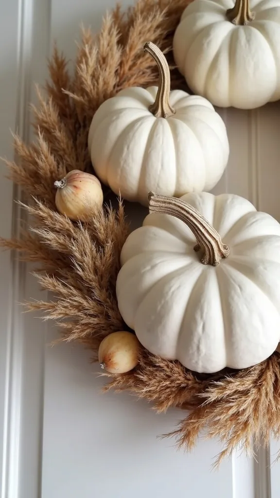 Neutral Pumpkin Wreath With Dried Grasses (No Orange Required)