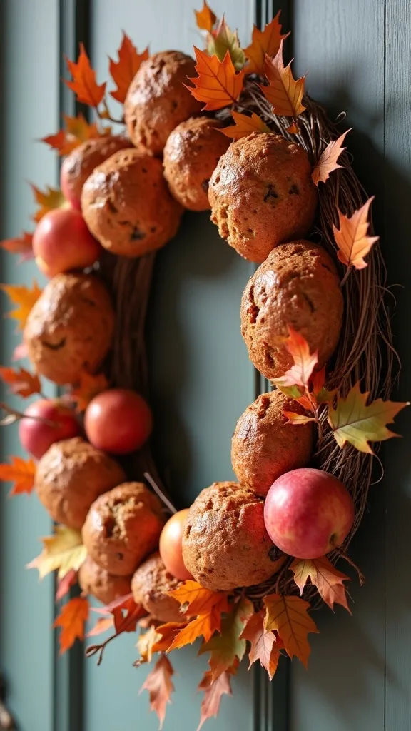 Classic Harvest Wreath With Apples, Leaves, and Cinnamon Bundles