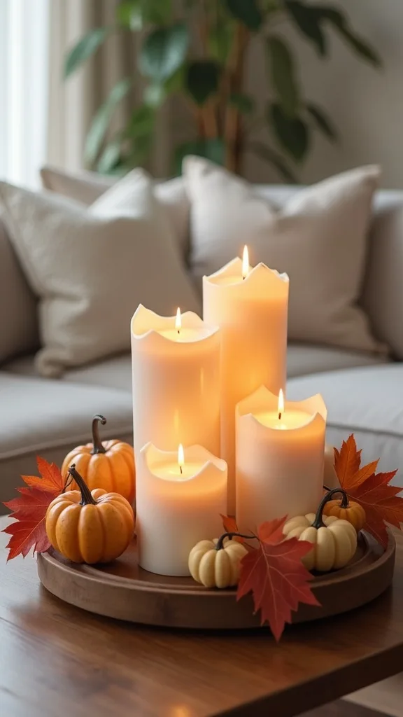 How do you style a candle vignette if you have a round coffee table?