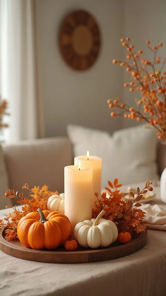 How do you make autumn table styling feel cohesive with the rest of the living room?