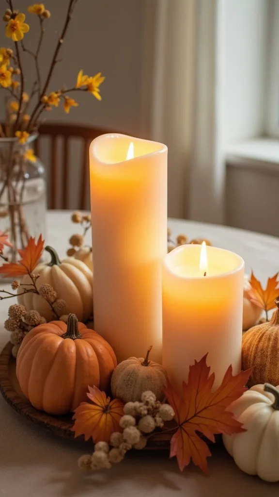 How do you finish a candle vignette so it looks styled from every angle?