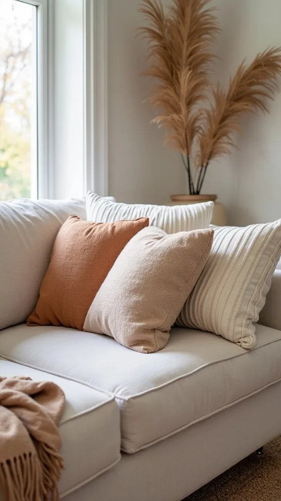 Which pillow combo makes a cozy living room fall vibe fast?
