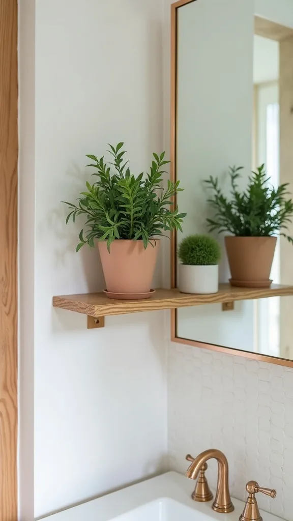 How do you add greenery in a bathroom shelf setup in fall (without it dying)?