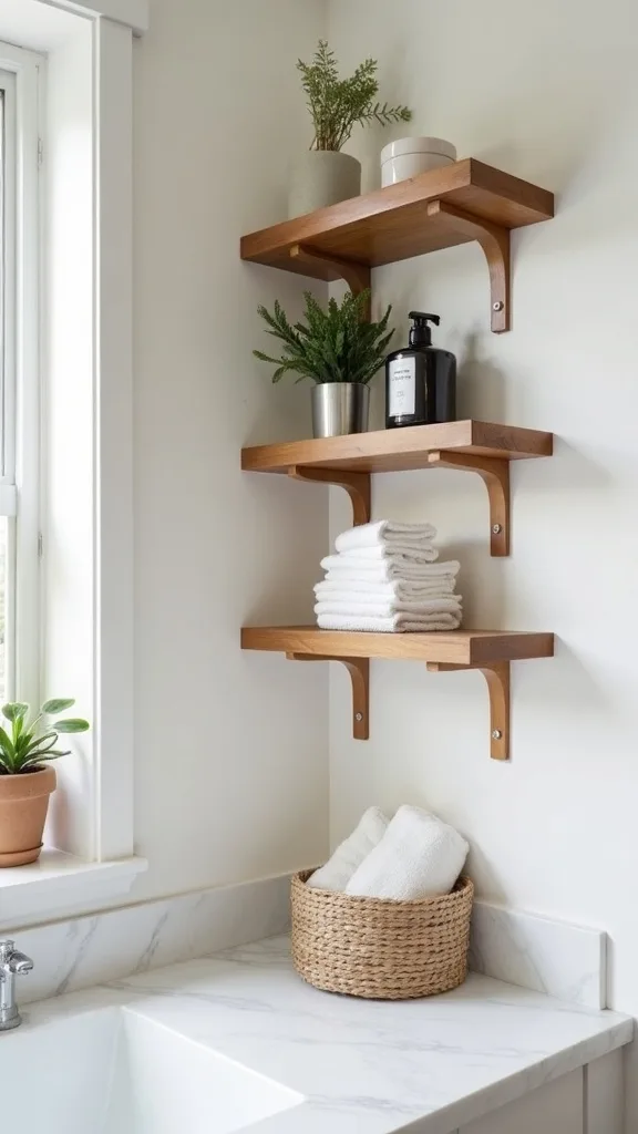 How do you make mismatched shelves look cohesive (different woods, different brackets)?