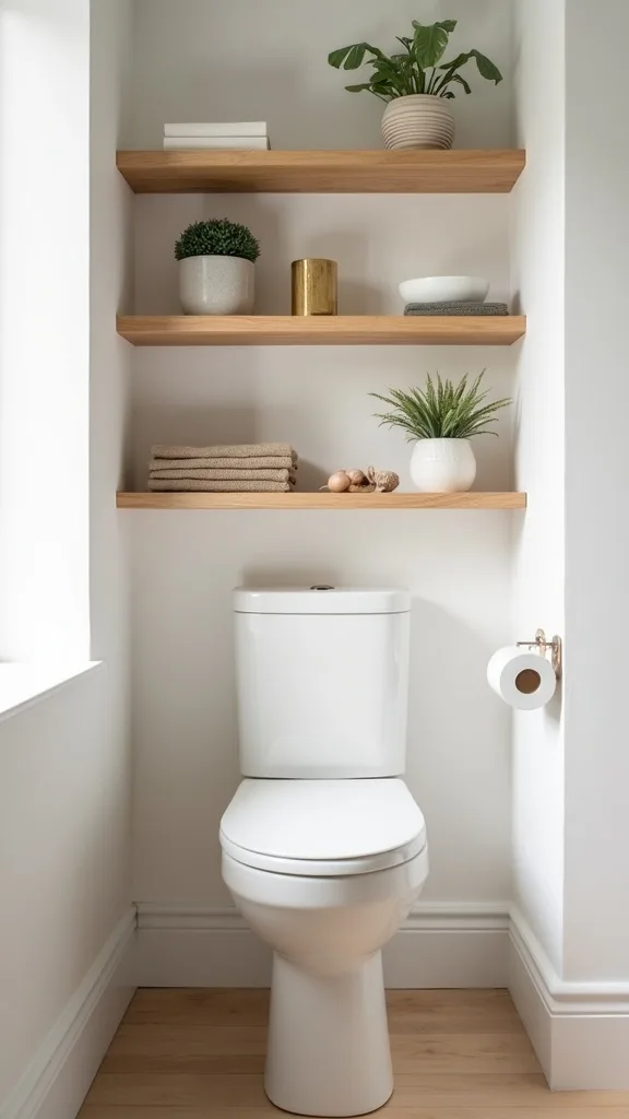 How do you style shelves above the toilet without it feeling awkward?