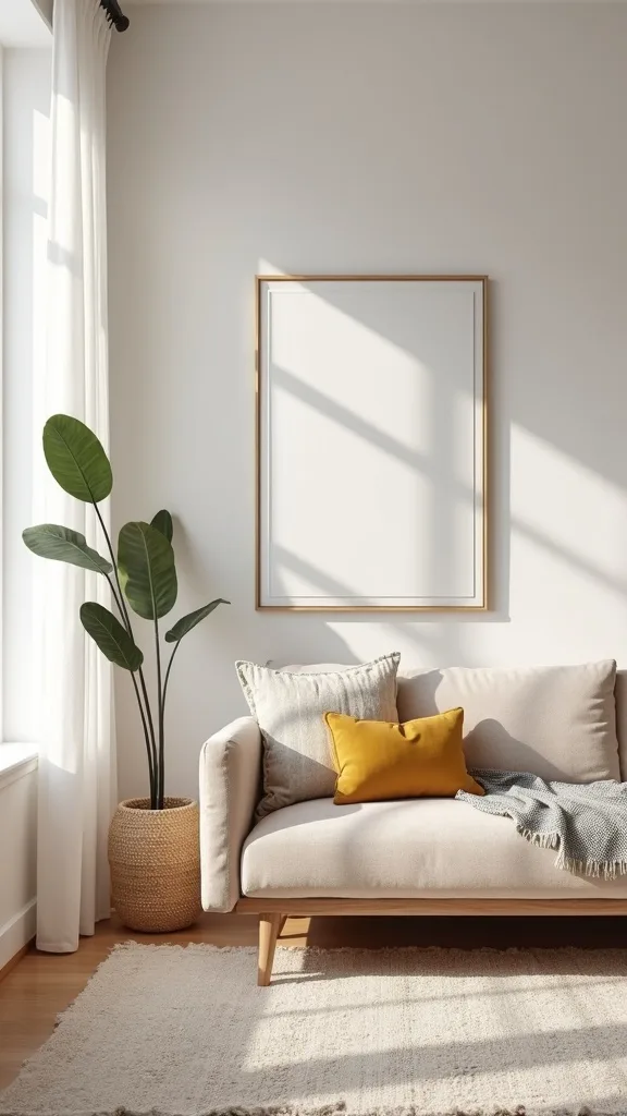 Where should I place wall art for a modern, balanced look?