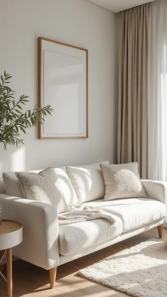 How do I style a modern living room for renters (no drilling, no painting)?